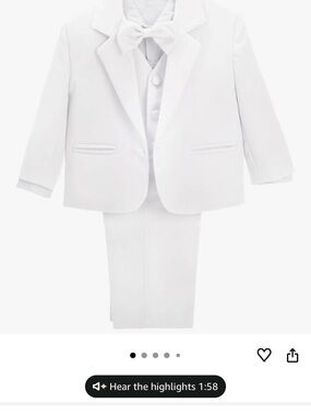 Classic White Boys' Suit with Bow Tie